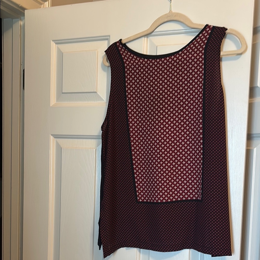 LOFT Pink Sleeveless Blouse with Polka Dot Design